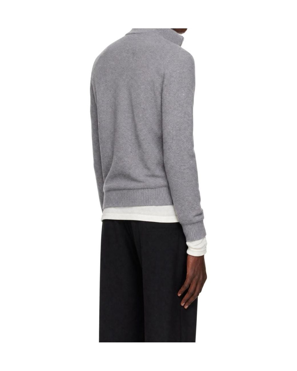 Stone Island Gray Logo-Patch Zip-Up Cardigan for men