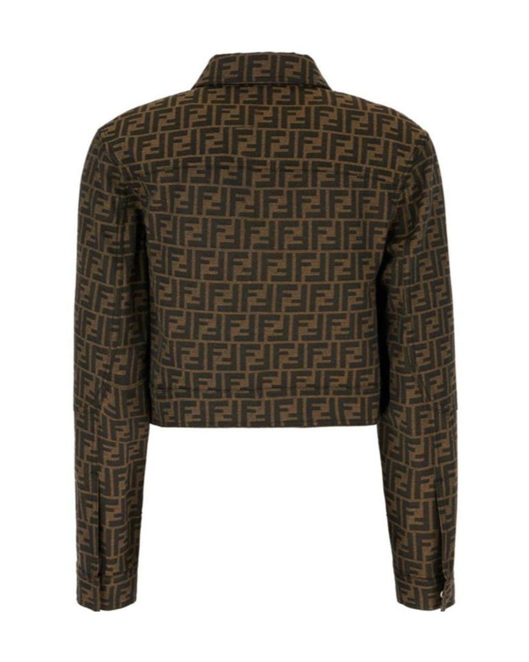 Fendi Green Ff-Motif Cropped Jacket