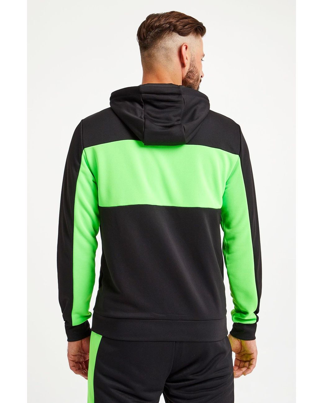 Emporio Armani Green Color-Block Hooded Casual Jacket for men