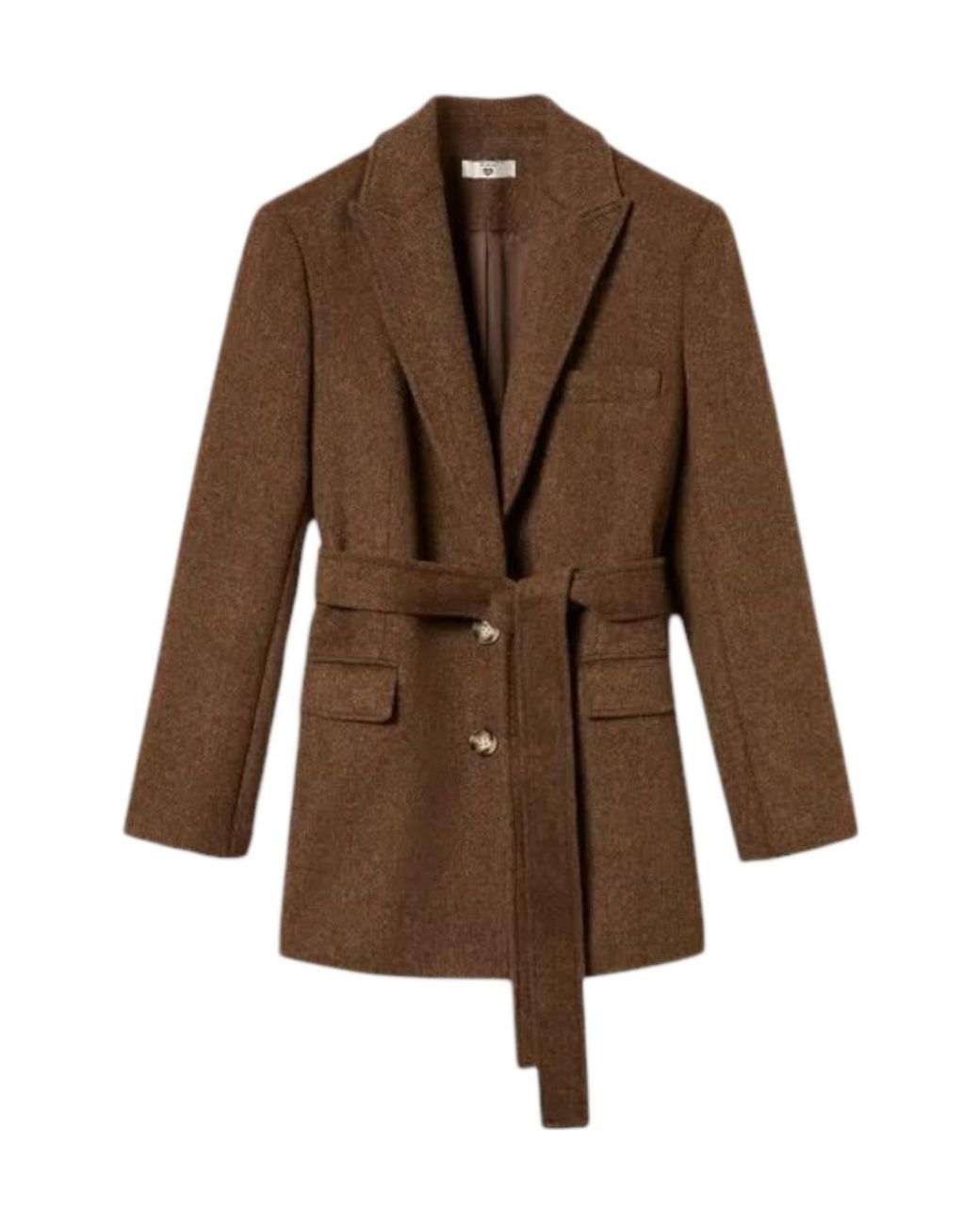 Twinset Brown Velvet-Finish Wool Blazer