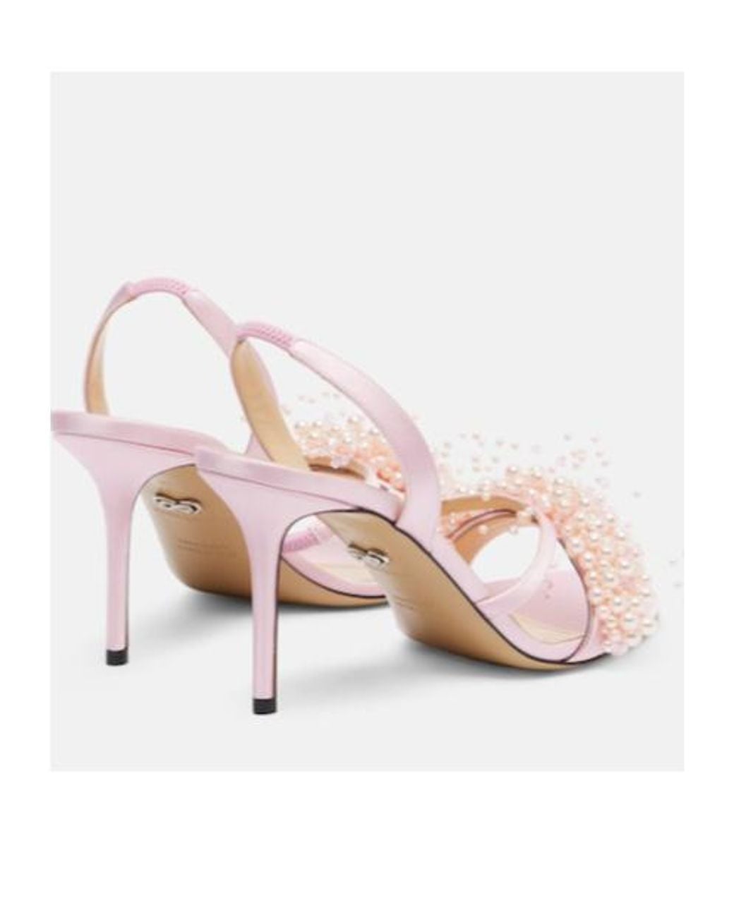 Mach & Mach Pink Floating Pearl 85 Satin Sandals