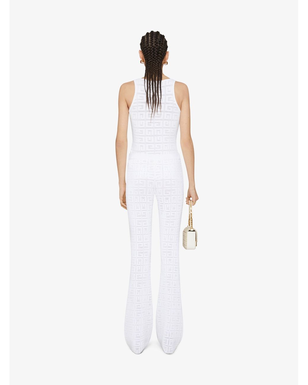 Givenchy White Monogrammed Elastic Waistband Trousers