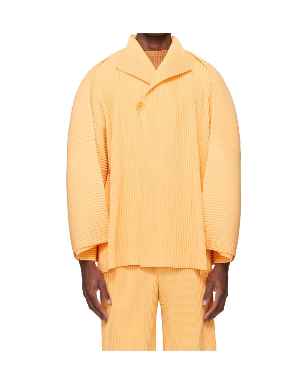 Homme Plissé Issey Miyake Orange Pleated Casual Jacket for men