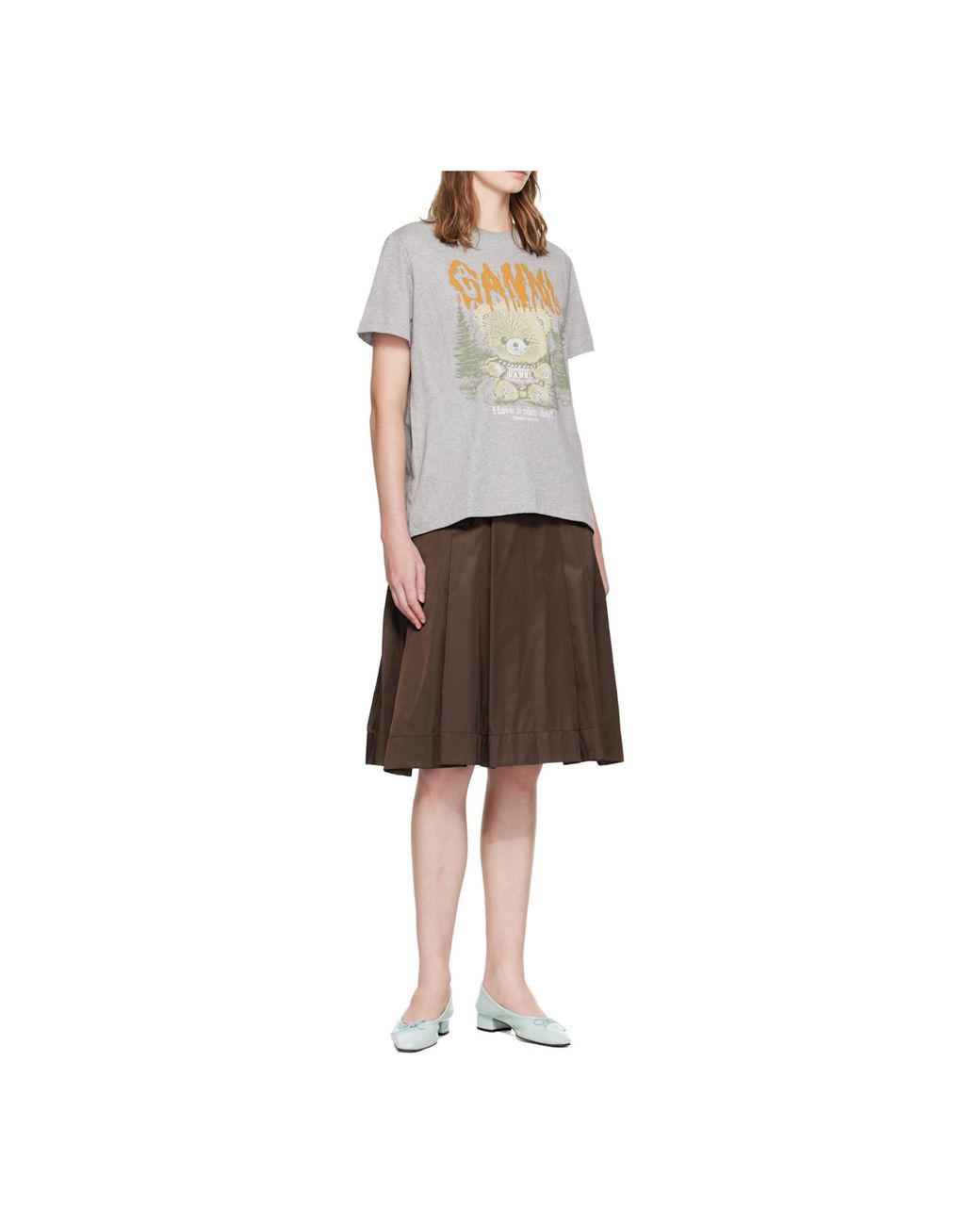 Ganni White Teddy Forest Graphic T-Shirt