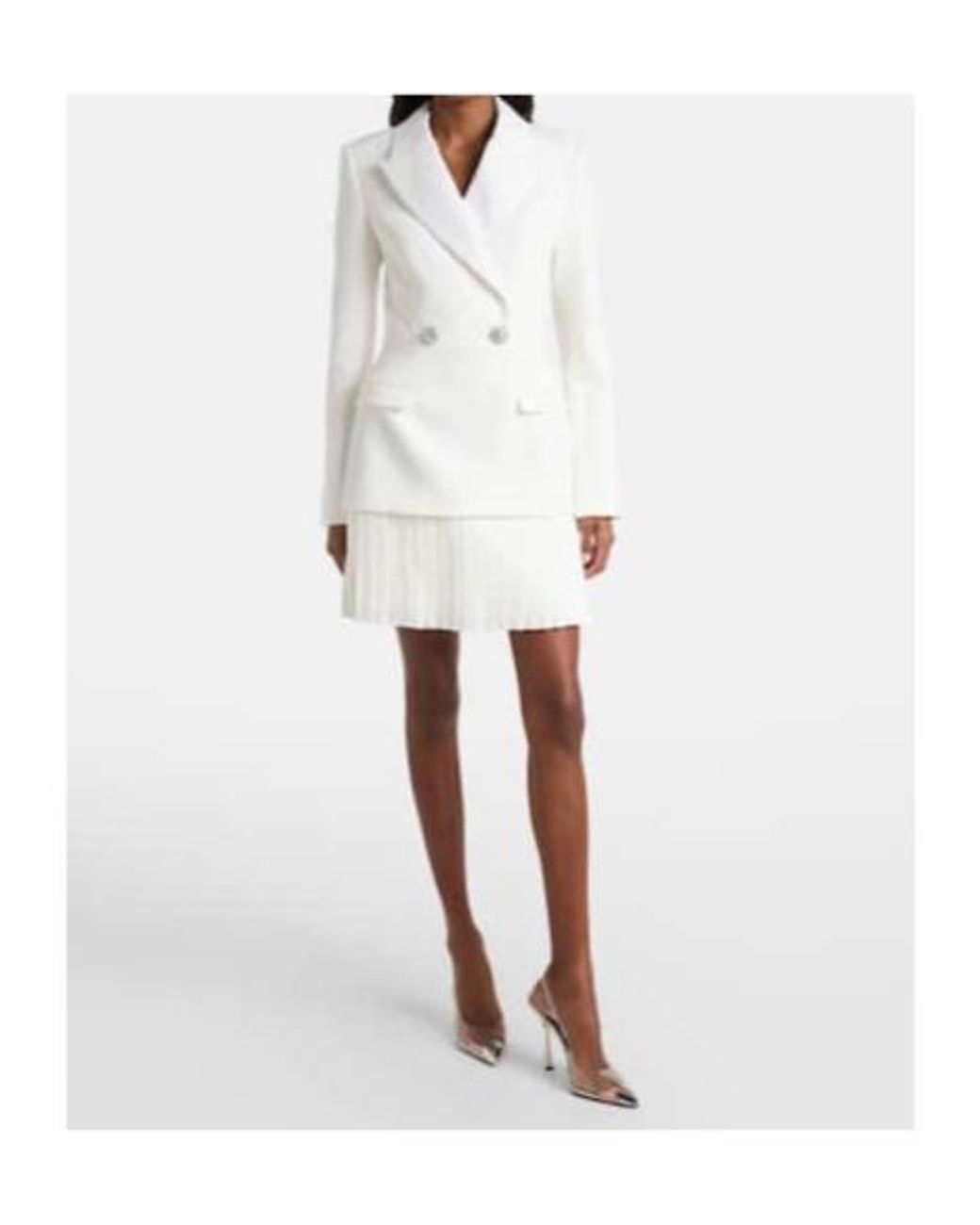 Rebecca Vallance White Bridal Atlas Pleated Blazer Dress