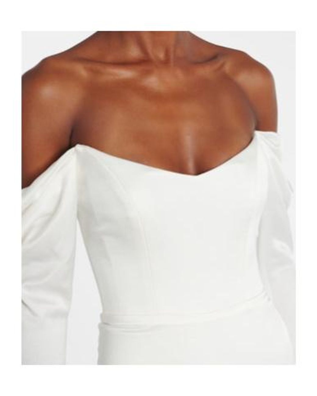 Alex Perry White Bridal Off-Shoulder Crêpe Satin Bustier Gown