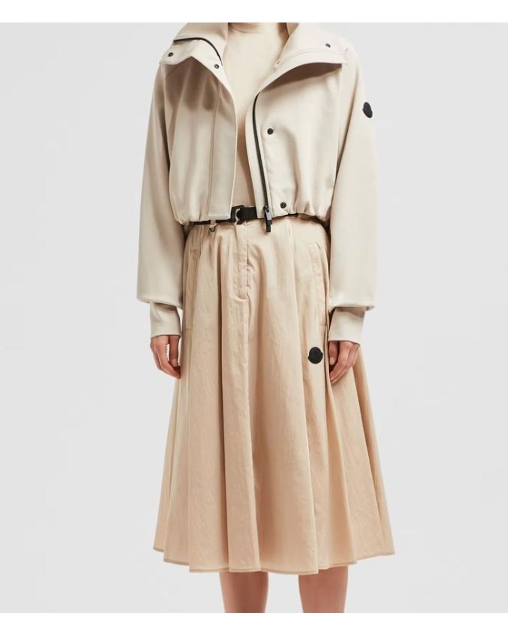 Moncler Natural Logo Patch Belted Skirt