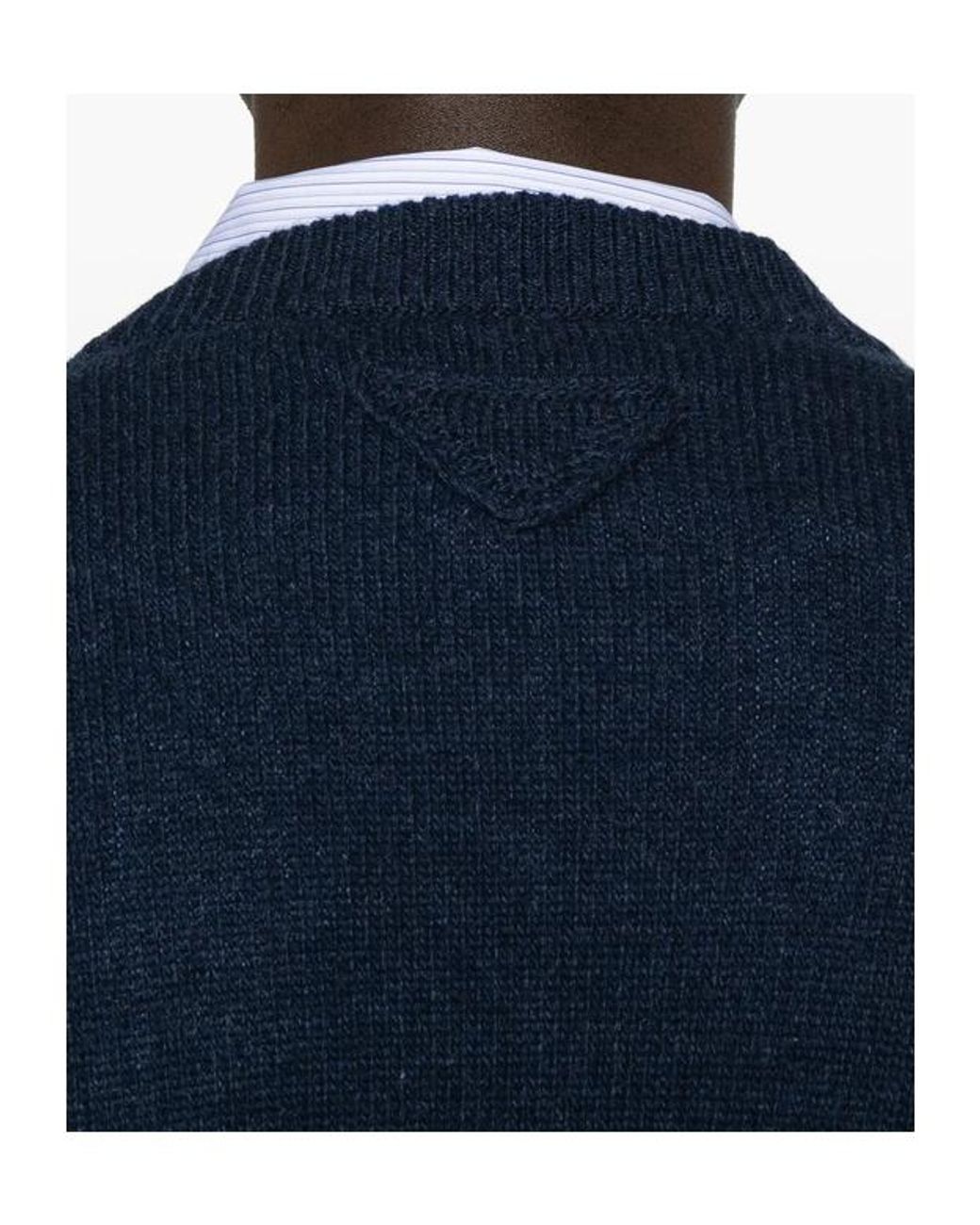 Prada Blue Long-Sleeve Knit Top for men