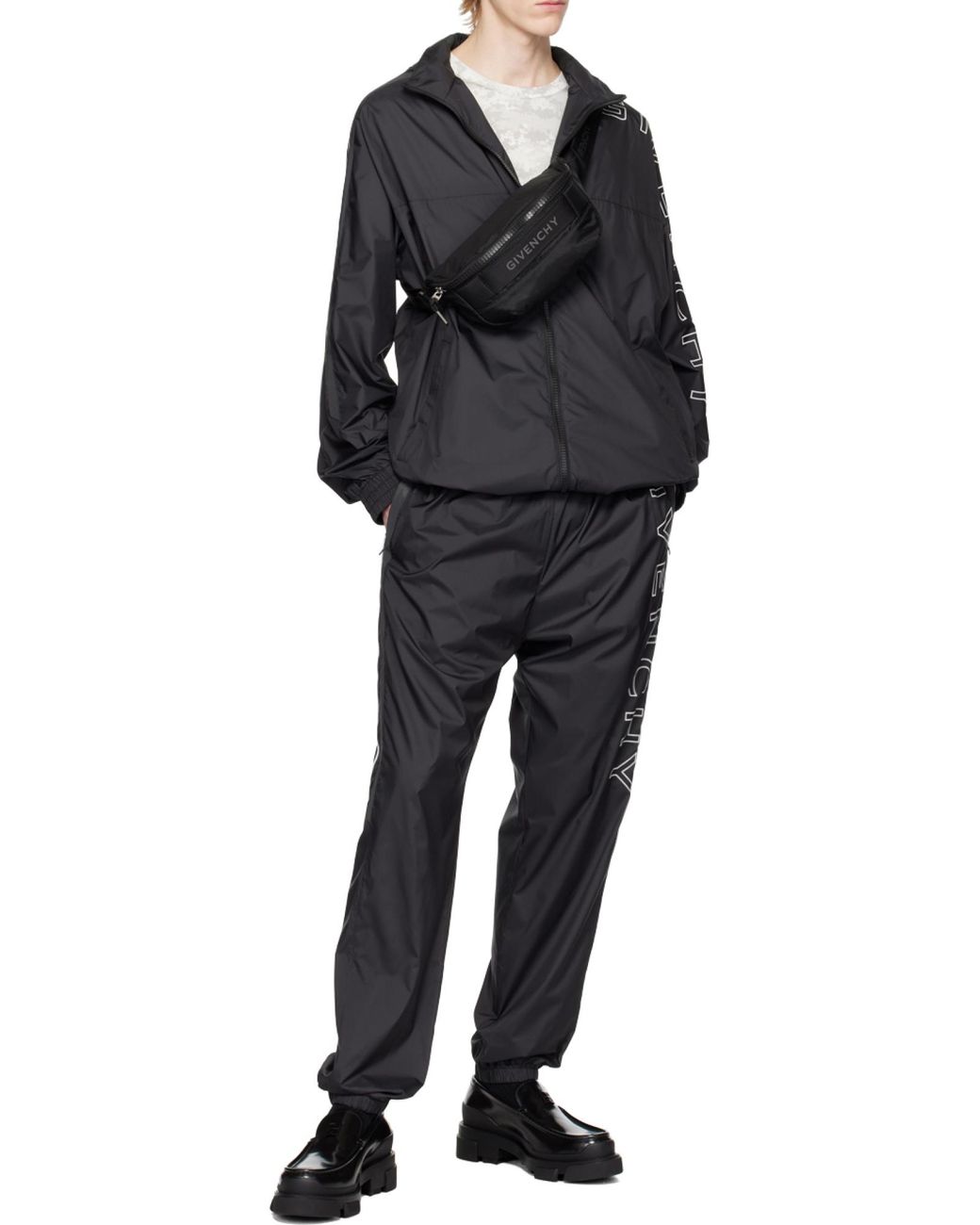 Givenchy Blue Logo Embroidered Hooded Jacket for men