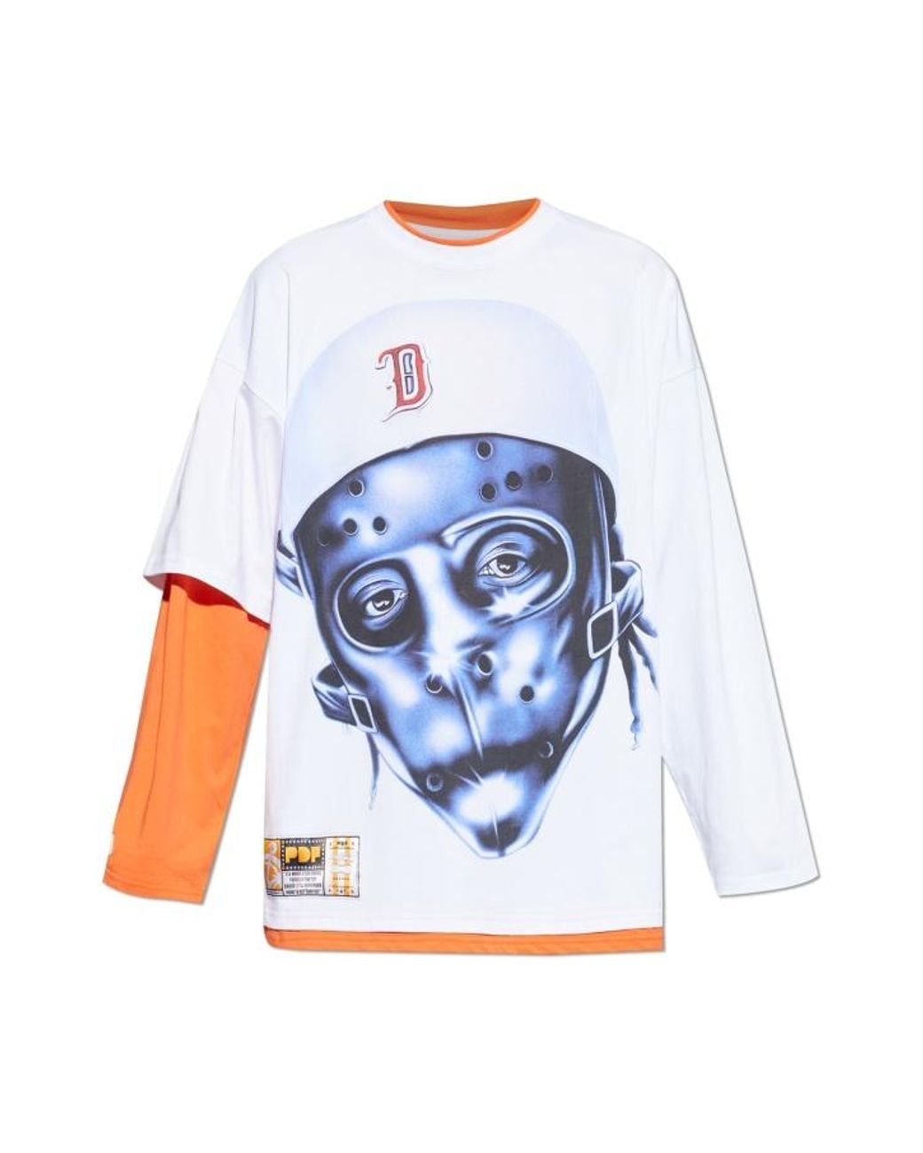 PDF CHANNEL Blue Pdf Mask Print Layered Long-Sleeve T-Shirt for men