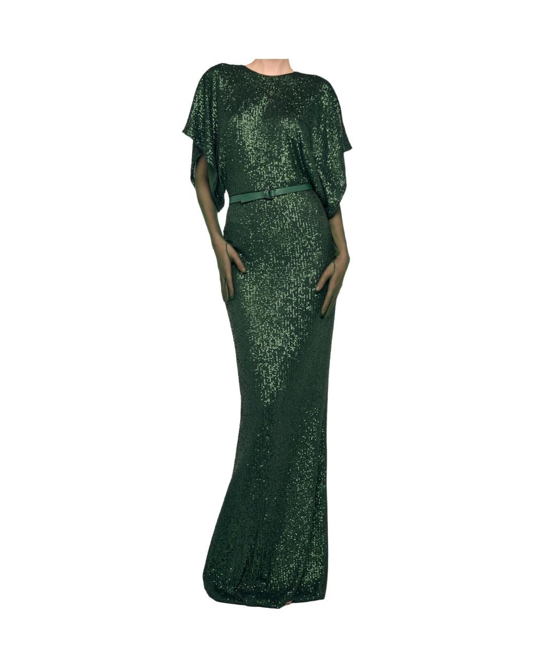 Norma Kamali Green Reverse Obie Sequin Maxi Dress