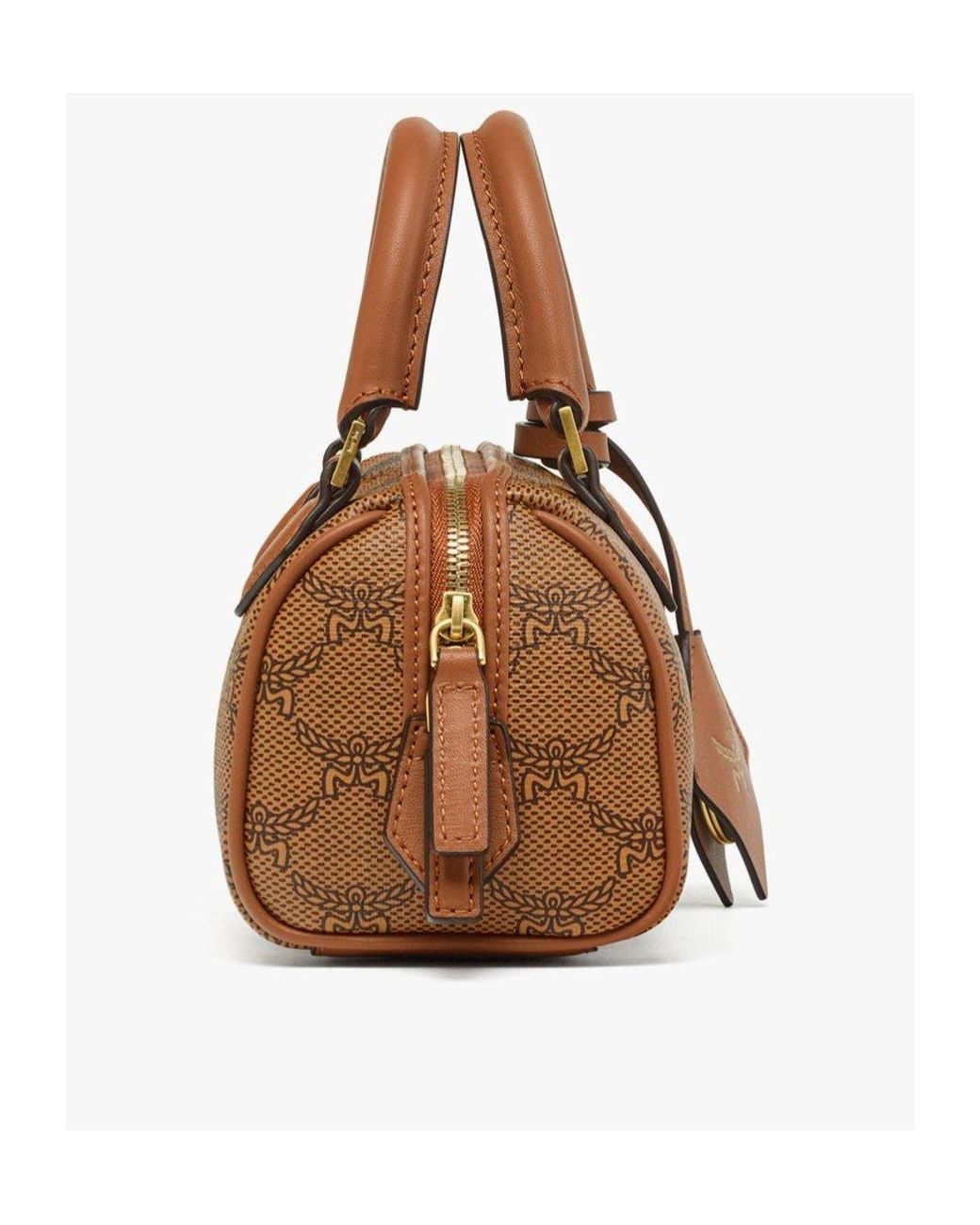 MCM Brown Ella Mini Lauretos Boston Bag