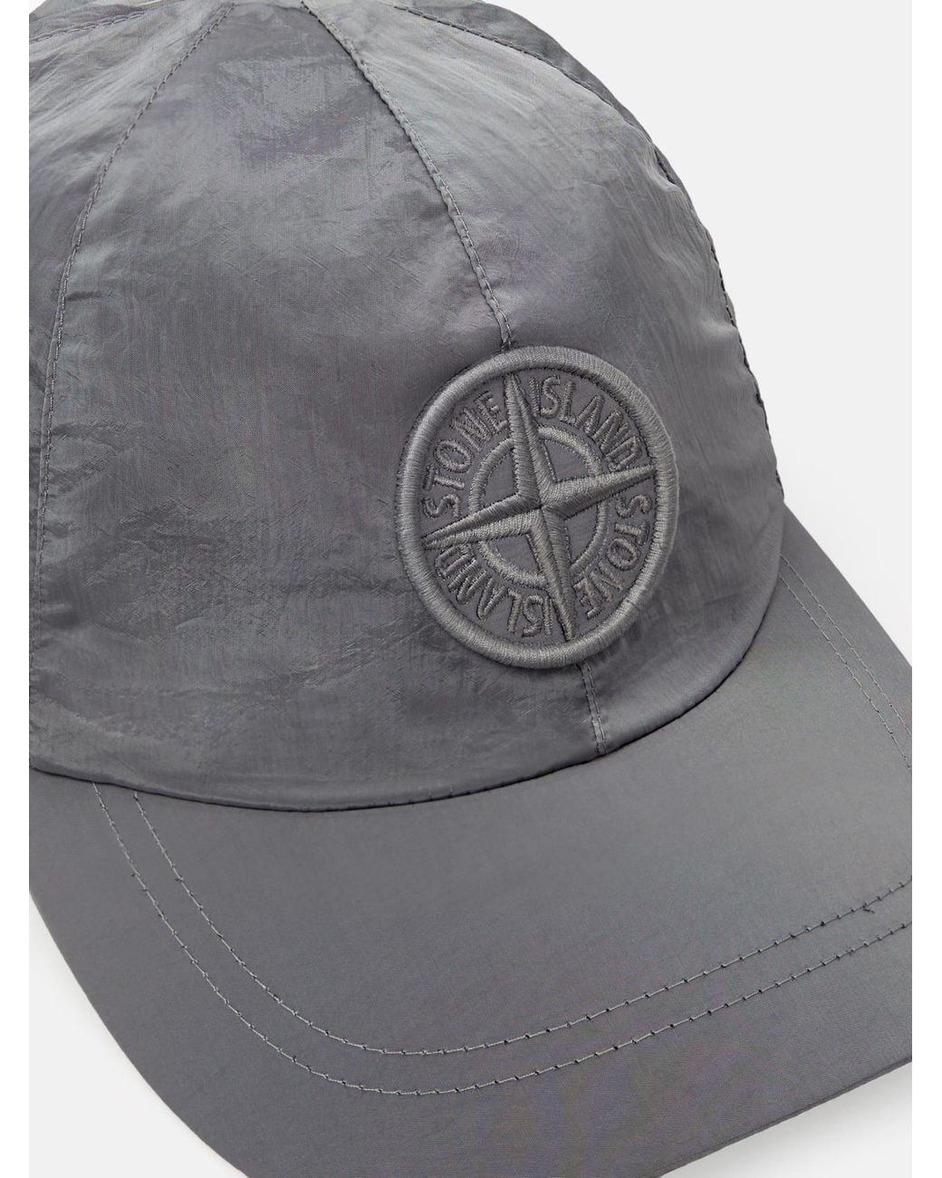 Stone Island Gray Logo Embroidered Curved Peak Baseball Cap for men