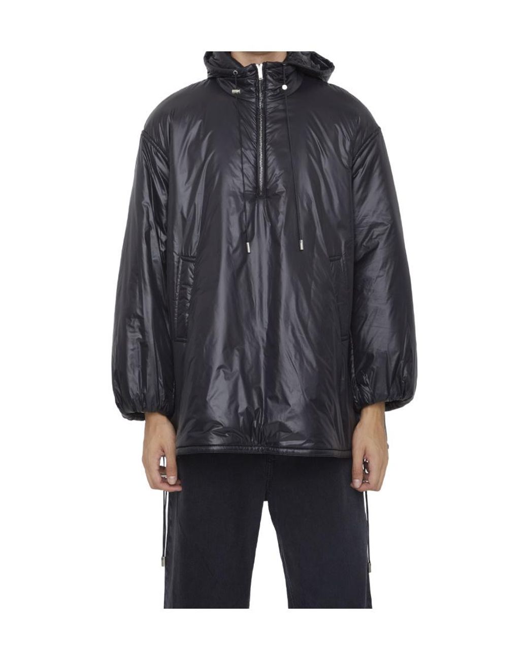 Saint Laurent Gray Saint Logo Embossed Drawstring Jacket for men