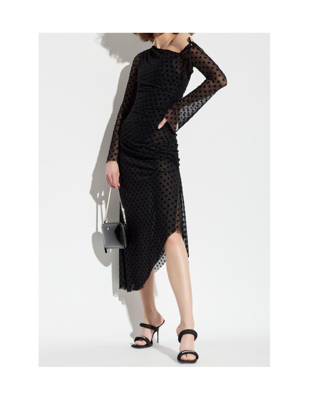 M I S B H V Black Monogram Midi Dress