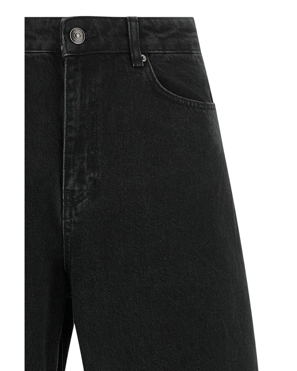 ROTATE BIRGER CHRISTENSEN Black Draped Barrel Leg Denim Jeans