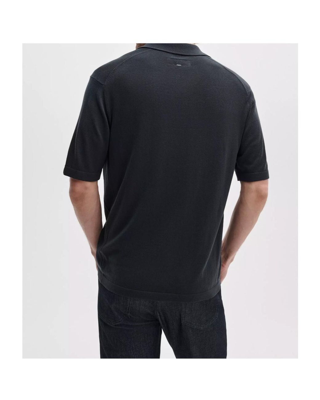 Rag & Bone Black Fine-Knit Short-Sleeved Polo Shirt for men