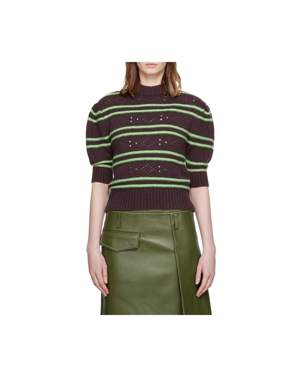 Marni Green Openwork Knit Sweater