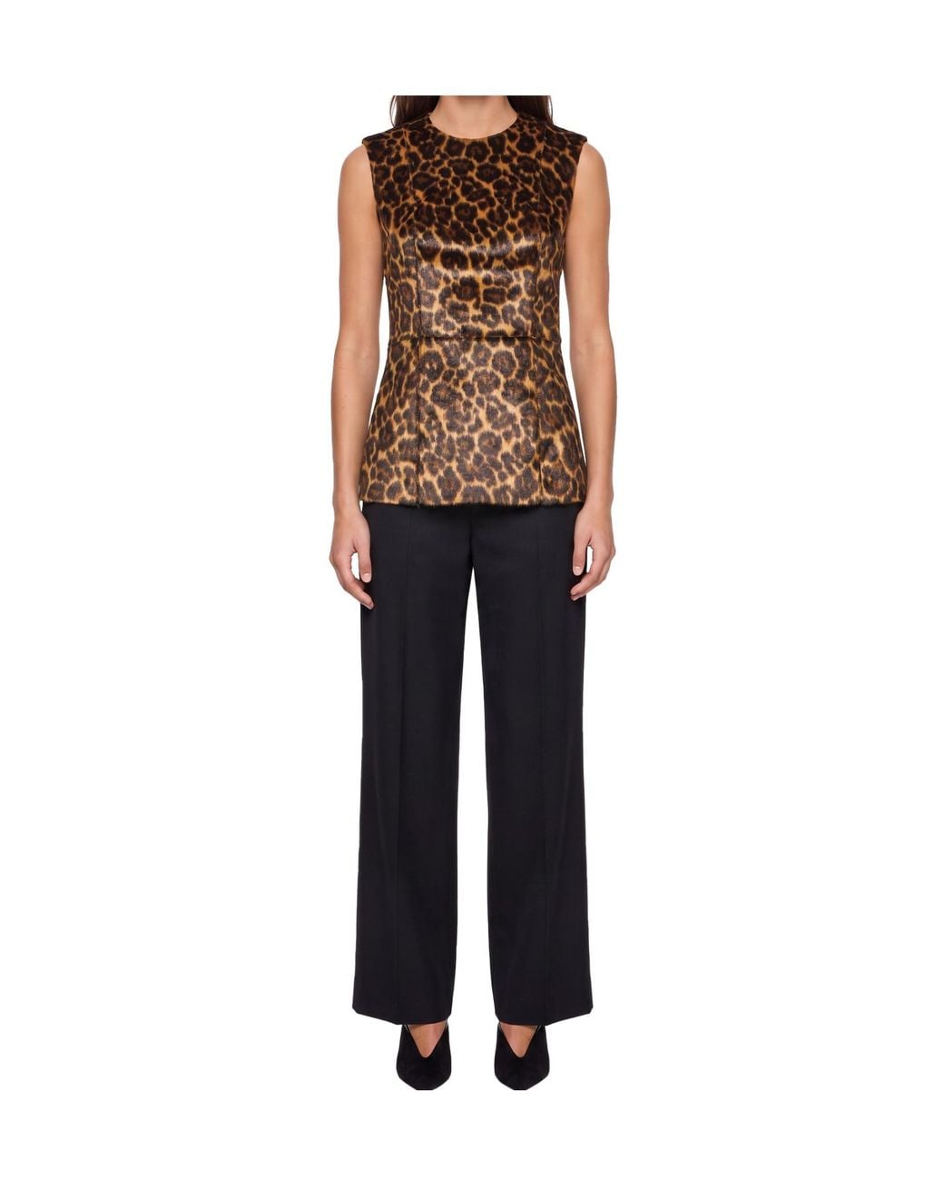 DARKPARK Brown Leopard-Print Sleeveless Crewneck Top