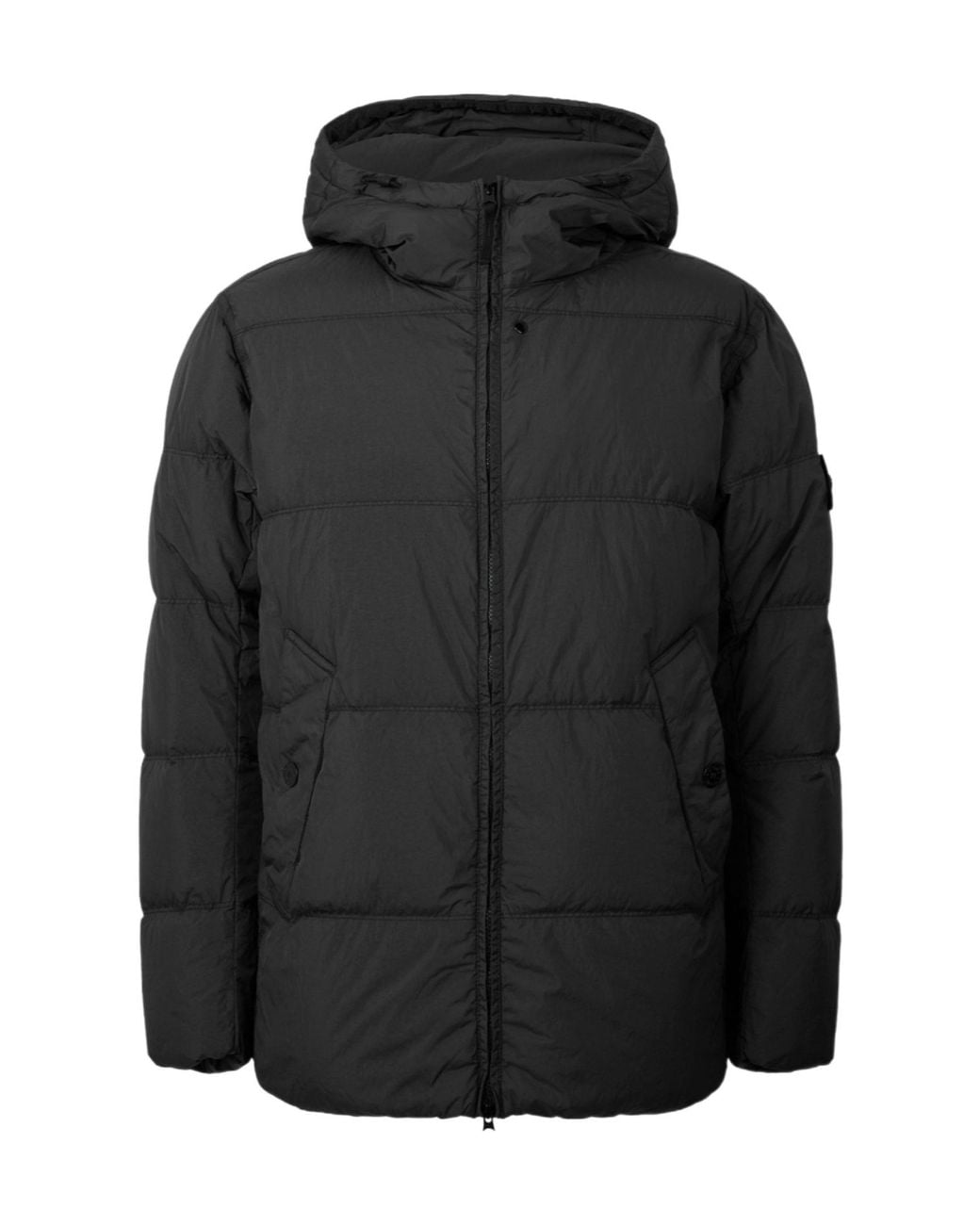 Stone Island Black Horizontalquilted Hooded Down Jacket for men