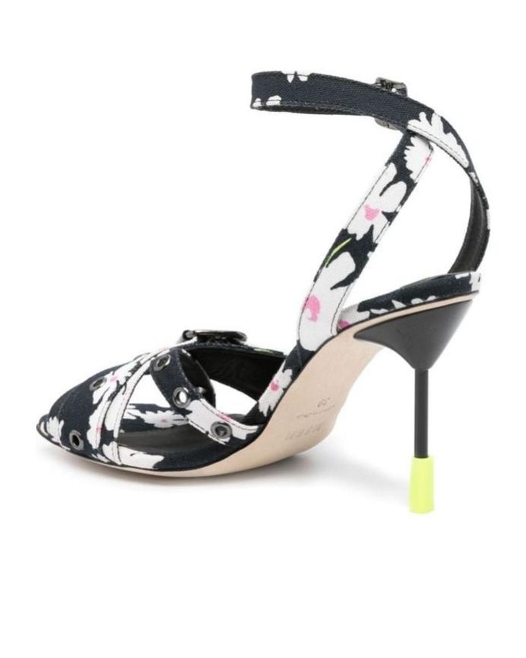 MSGM Metallic Floral Print High Heel Sandals
