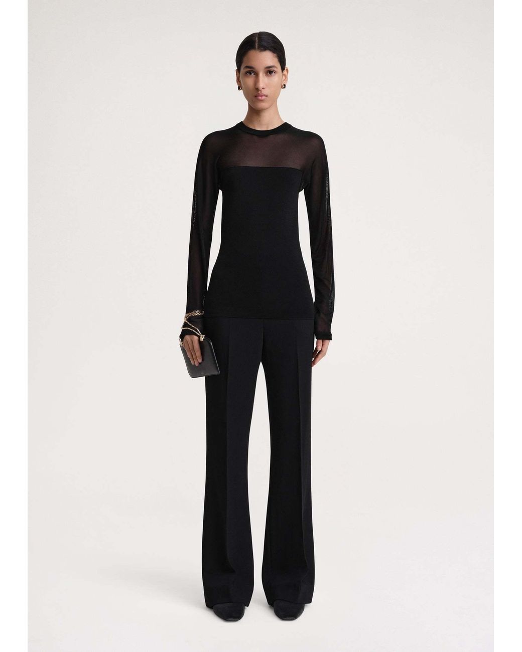 Totême Black Totême Semi Sheer Long-Sleeved Top