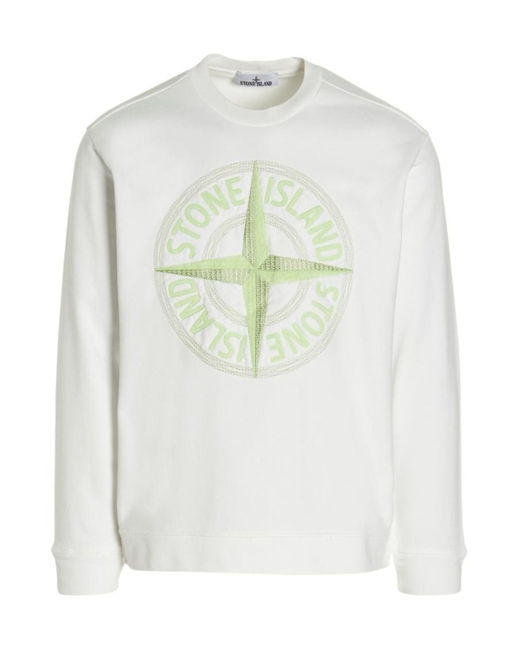 Stone Island White Compass-Motif Long-Sleeved Sweatshirt for men