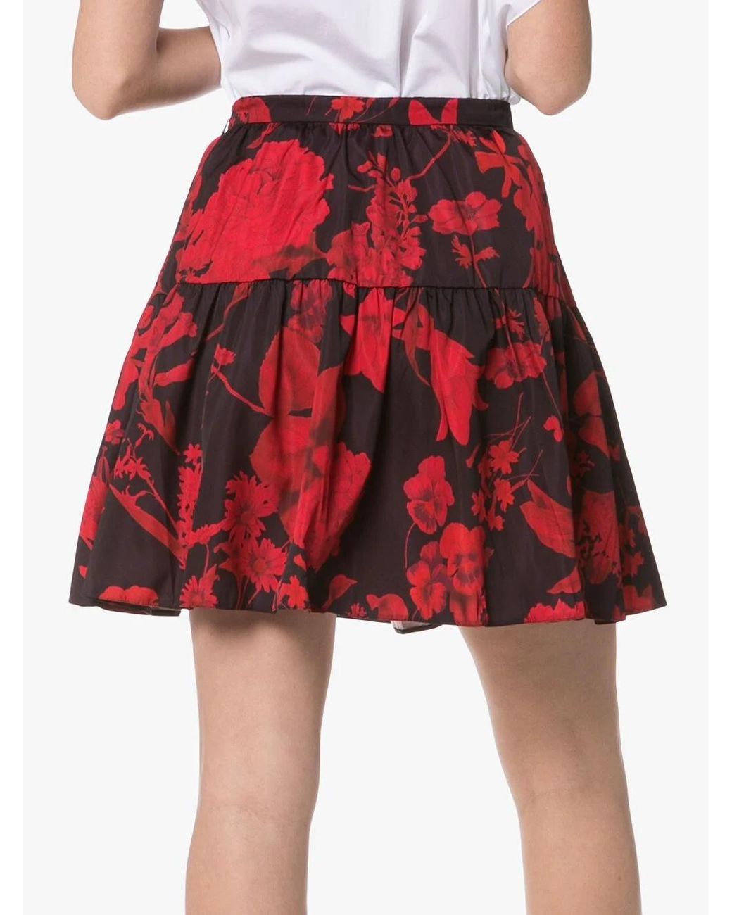 Valentino Red Floral Print Mini Skirt