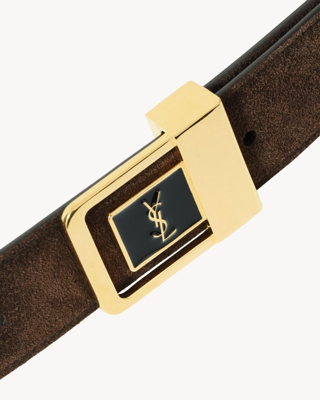 Saint Laurent White La 66 Suede Buckle Belt