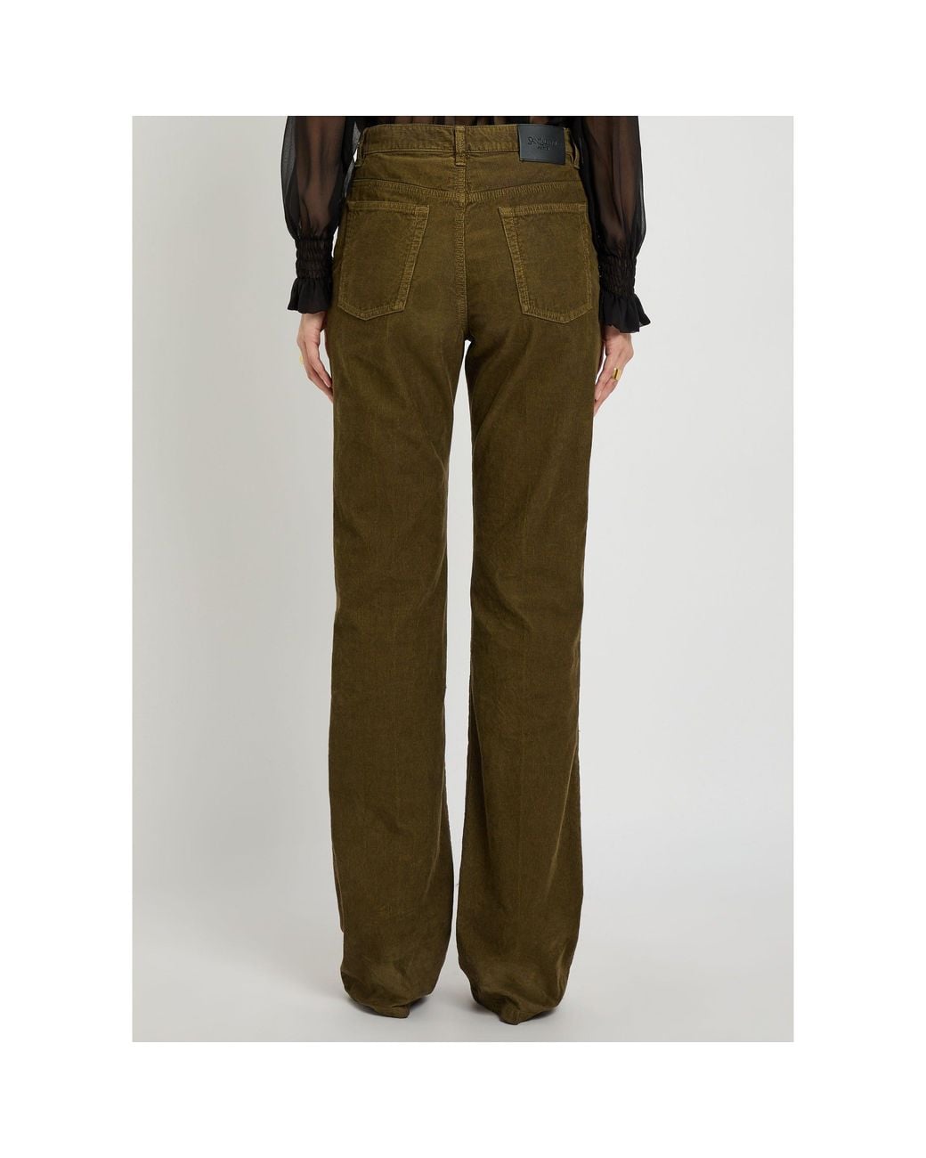 Saint Laurent Green High-Waist Bootcut Pants