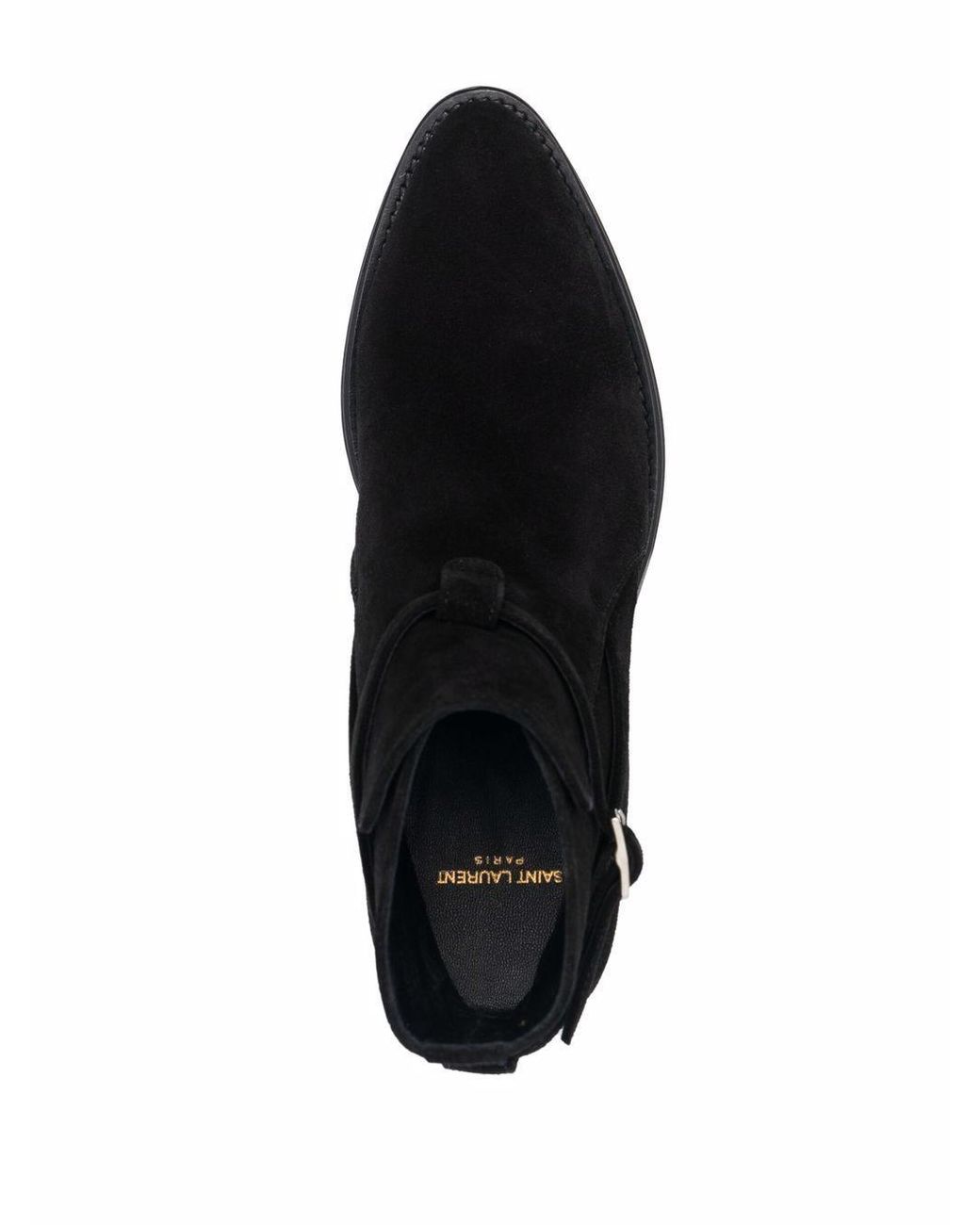 Saint Laurent Black Buckled Strap Ankle Boots