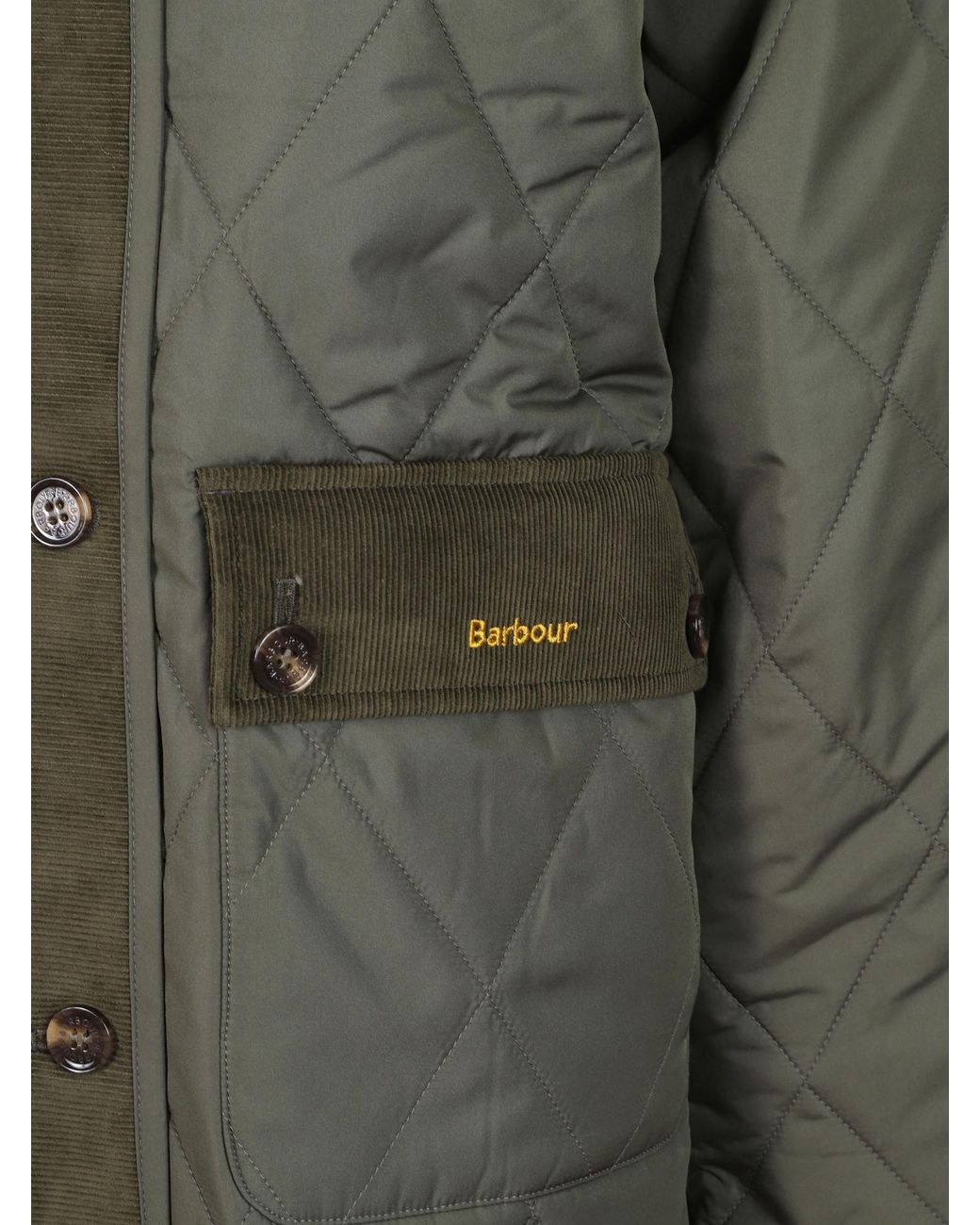 Barbour Green Button-Up Quilted Long Coat