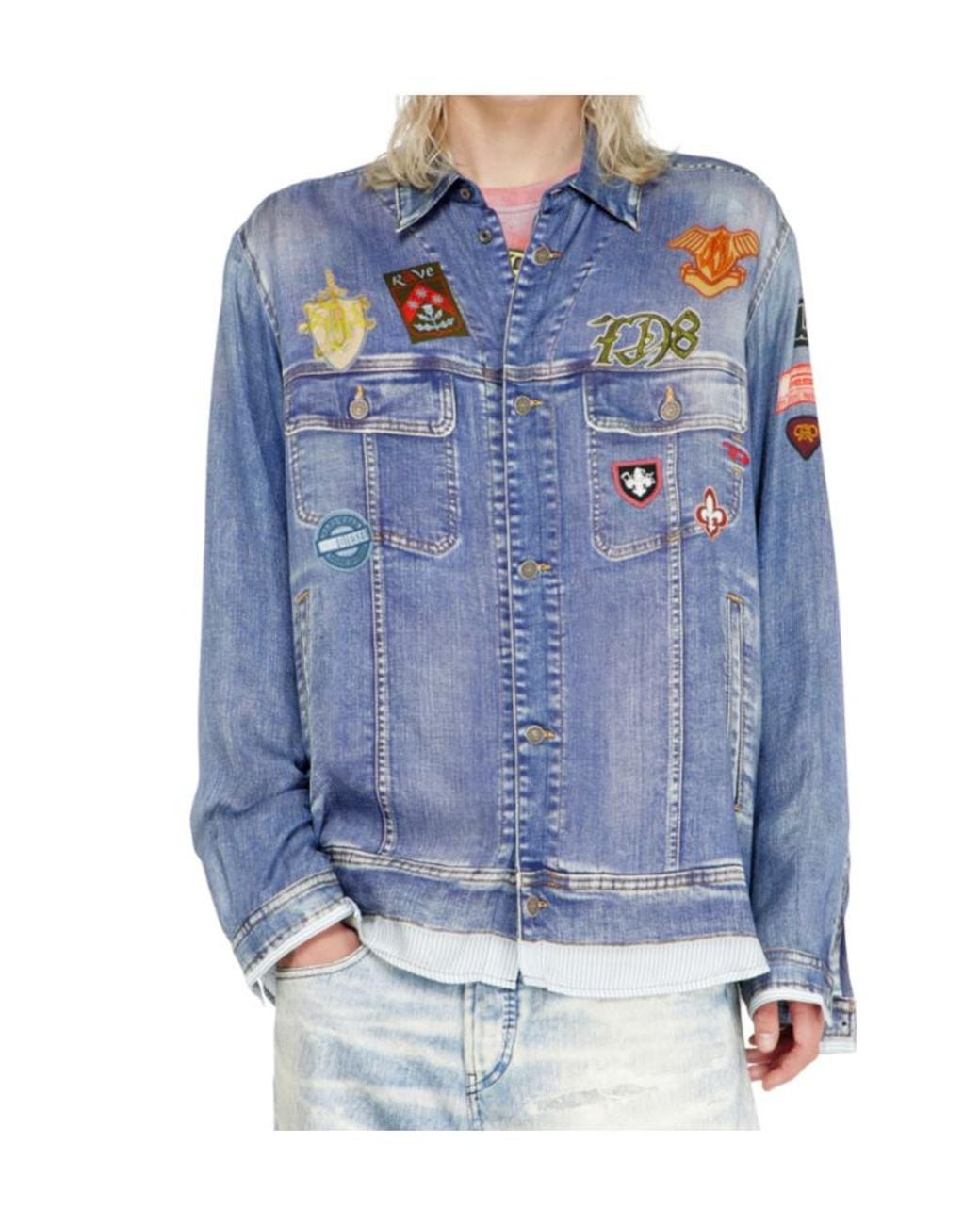 DIESEL Blue Simply Patch Embroidered Denim Shirt for men