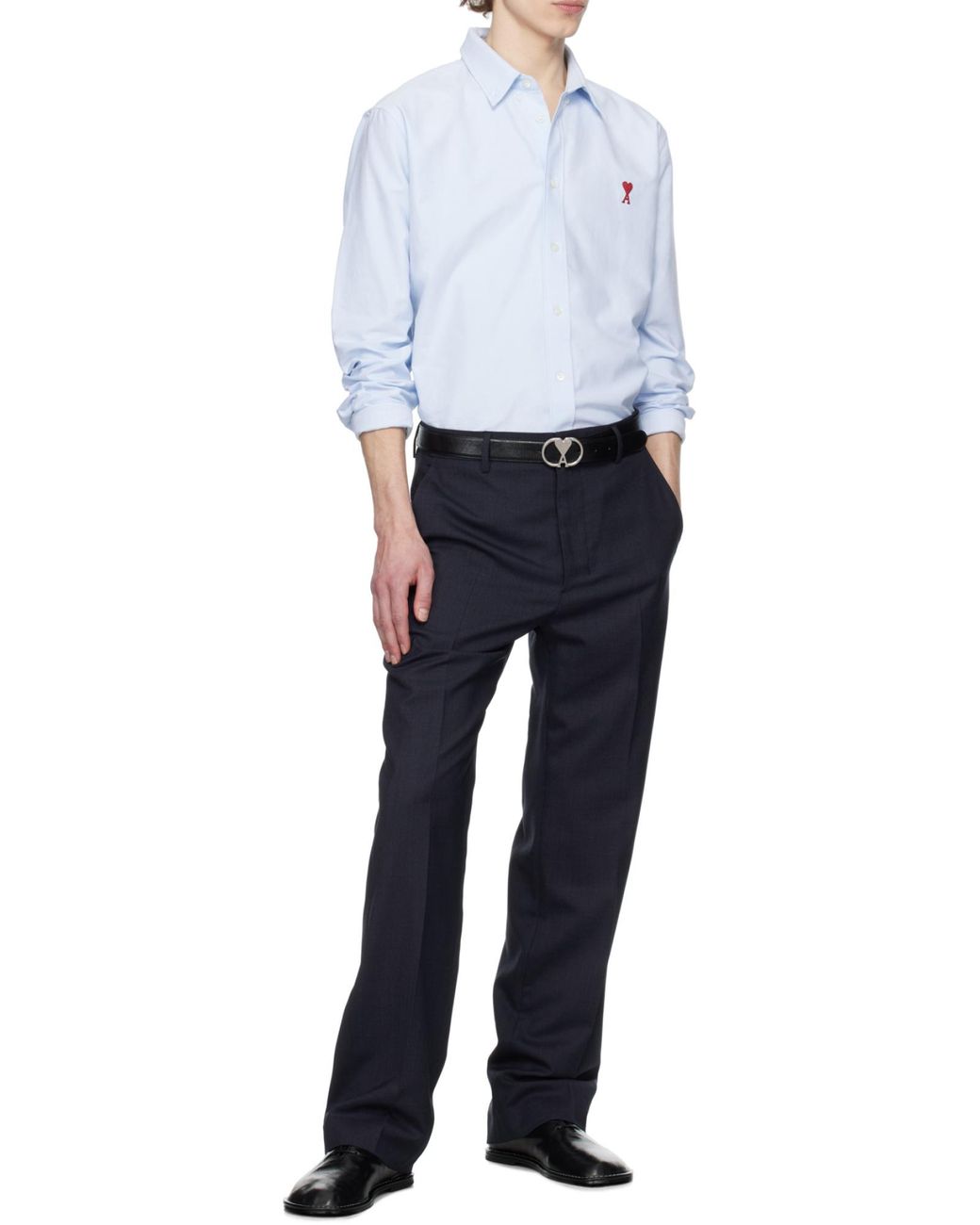 AMI Blue Ami Ami De Coeur Long Sleeved Shirt for men