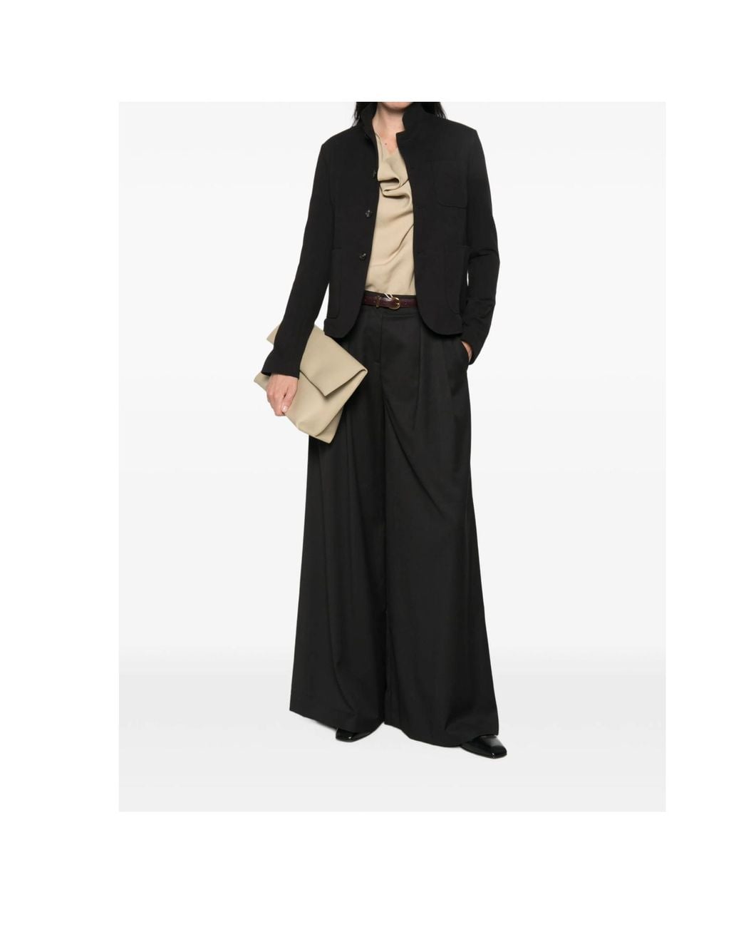 ERMANNO FIRENZE Black Pleated Wide-Leg Casual Trousers