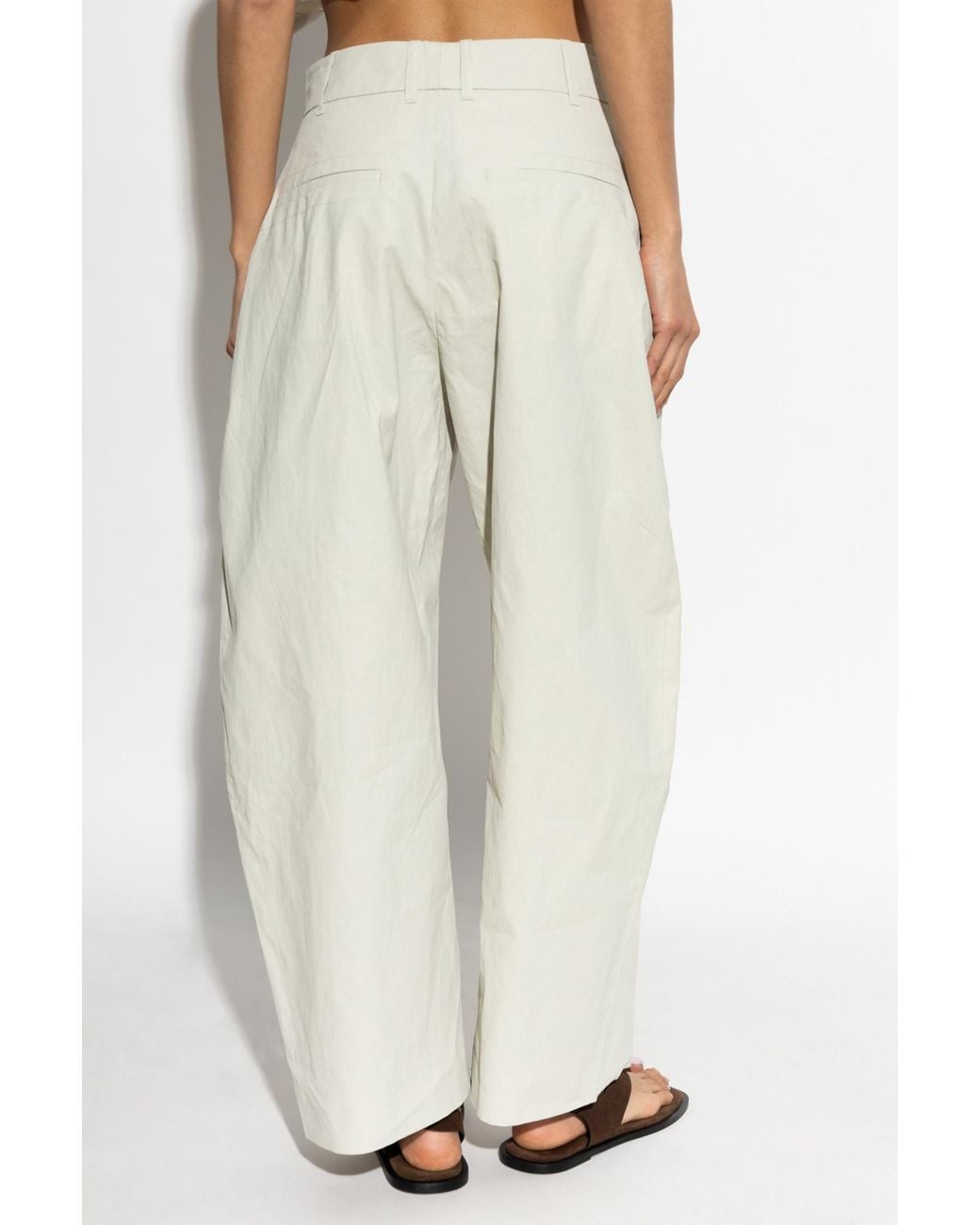 Studio Nicholson White Minos Pleated Wide-Leg Pants