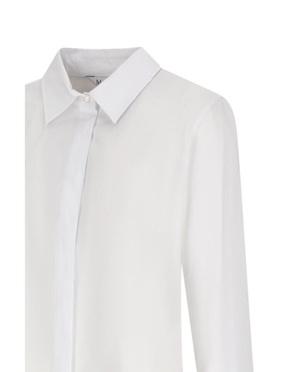 Max Mara White Curved Hem Poplin Shirt
