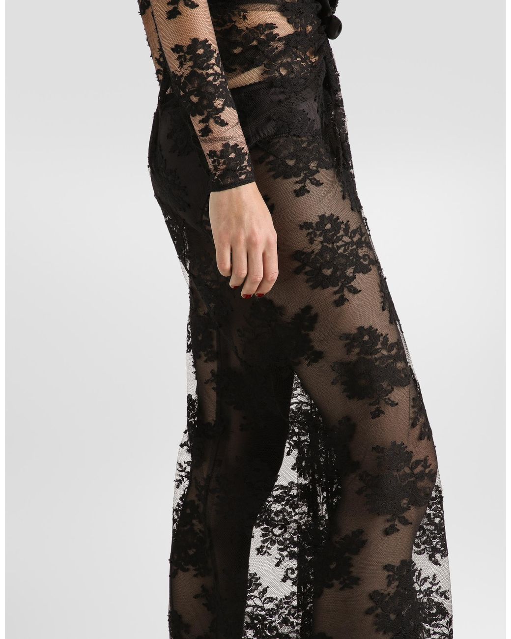 Dolce & Gabbana Black Lace Dress With Bow