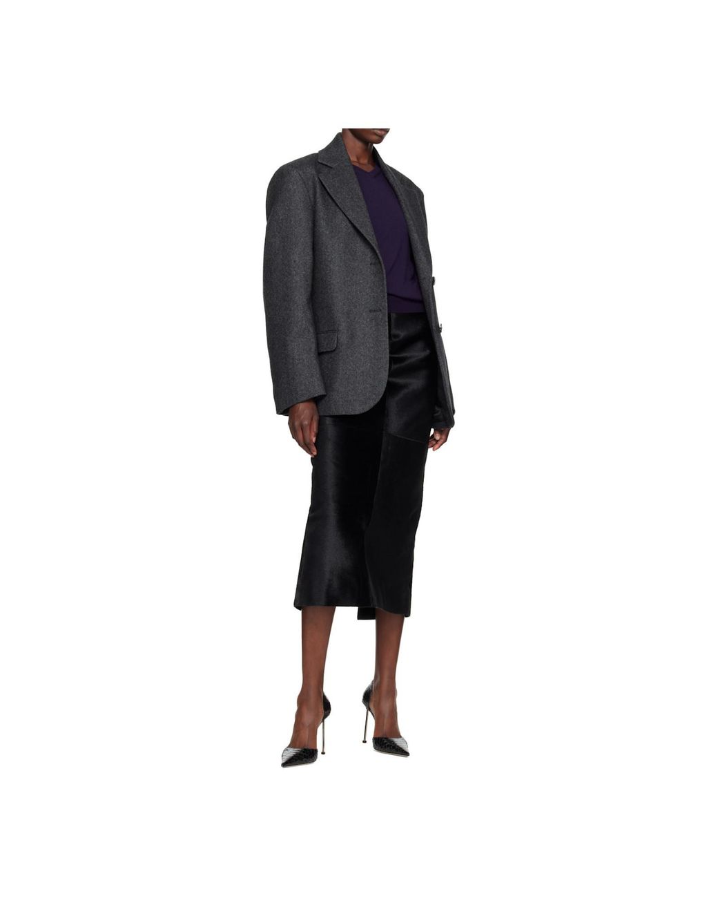 Rohe Black Double-Breasted Herringbone Blazer