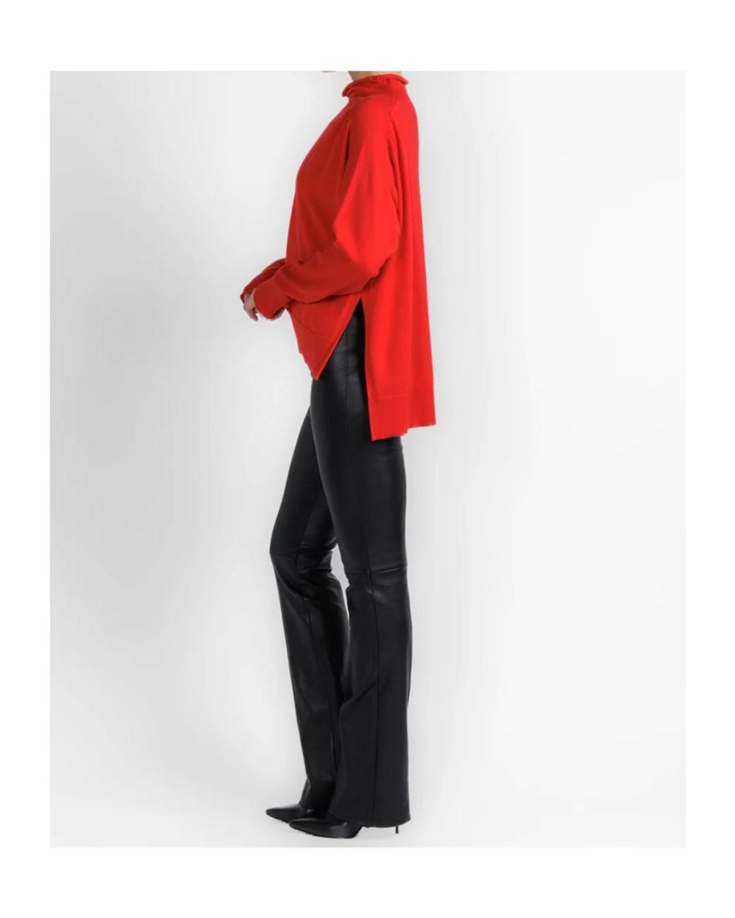 Magda Butrym Red Rosette-Detail Asymmetric Sweater