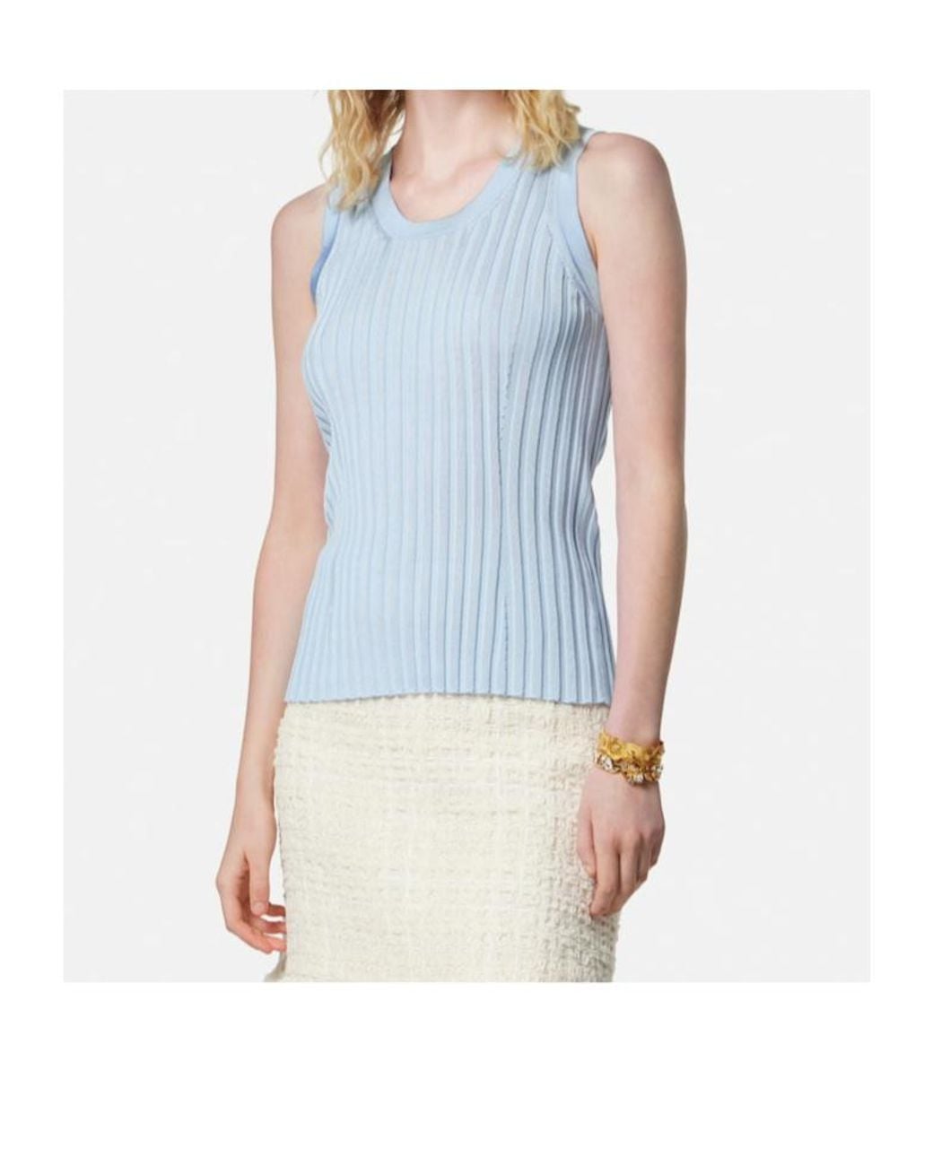 Versace Blue Knitted Tank Top