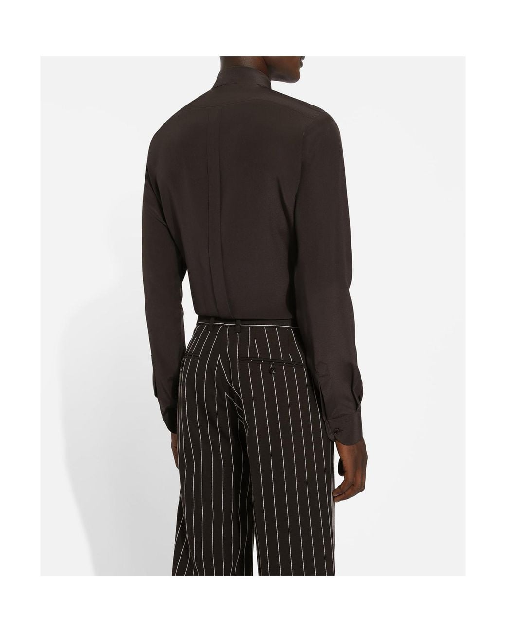 Dolce & Gabbana Brown Long-Sleeve Silk Shirt for men