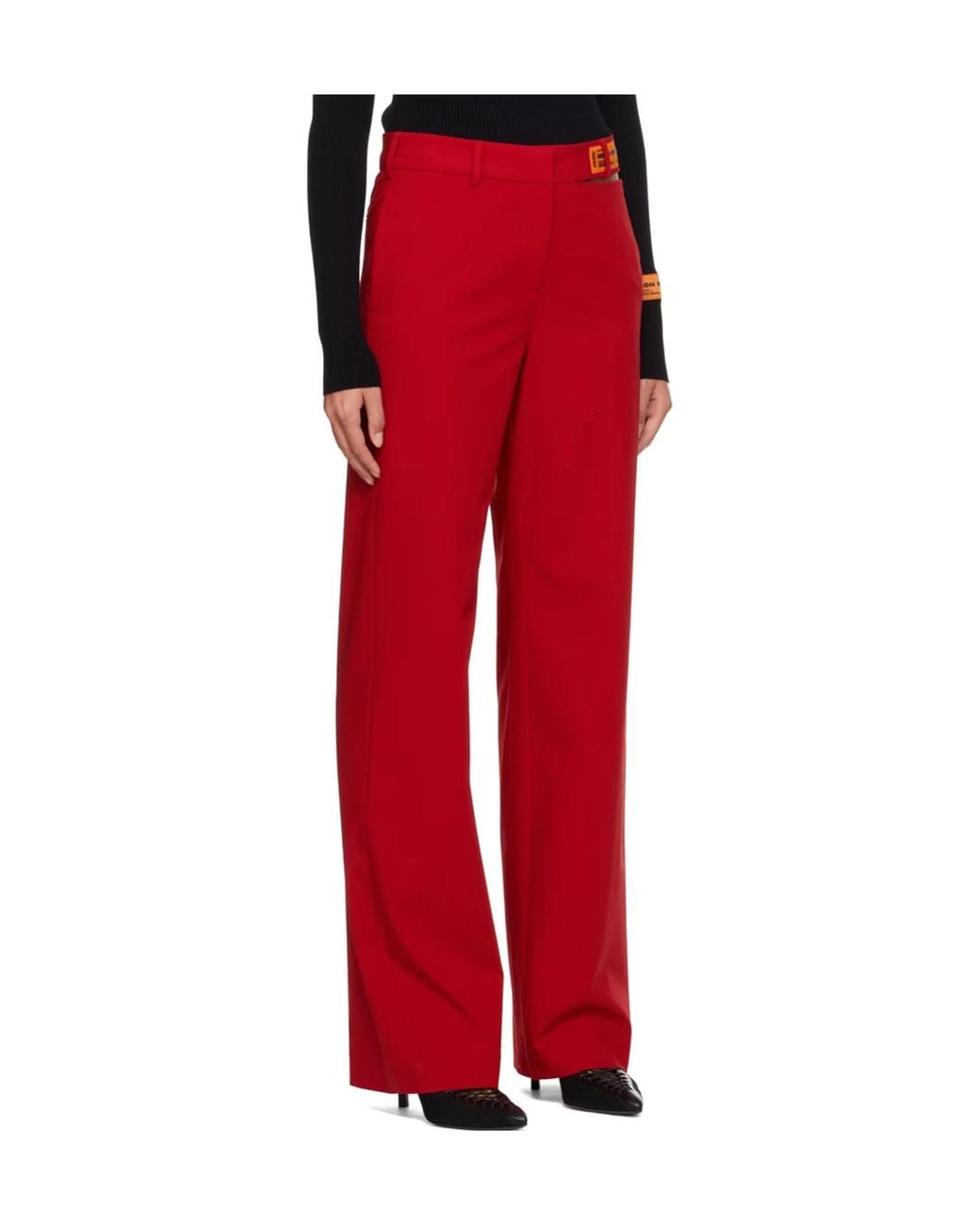 Heron Preston Red Cut-Out Wide Leg Trousers