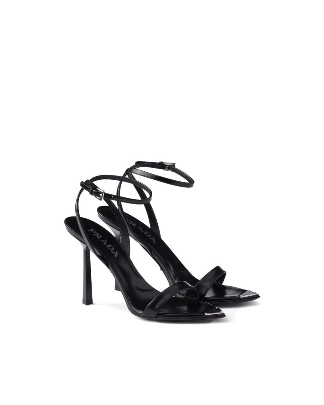Prada White Triangle-Logo High-Heeled Sandals