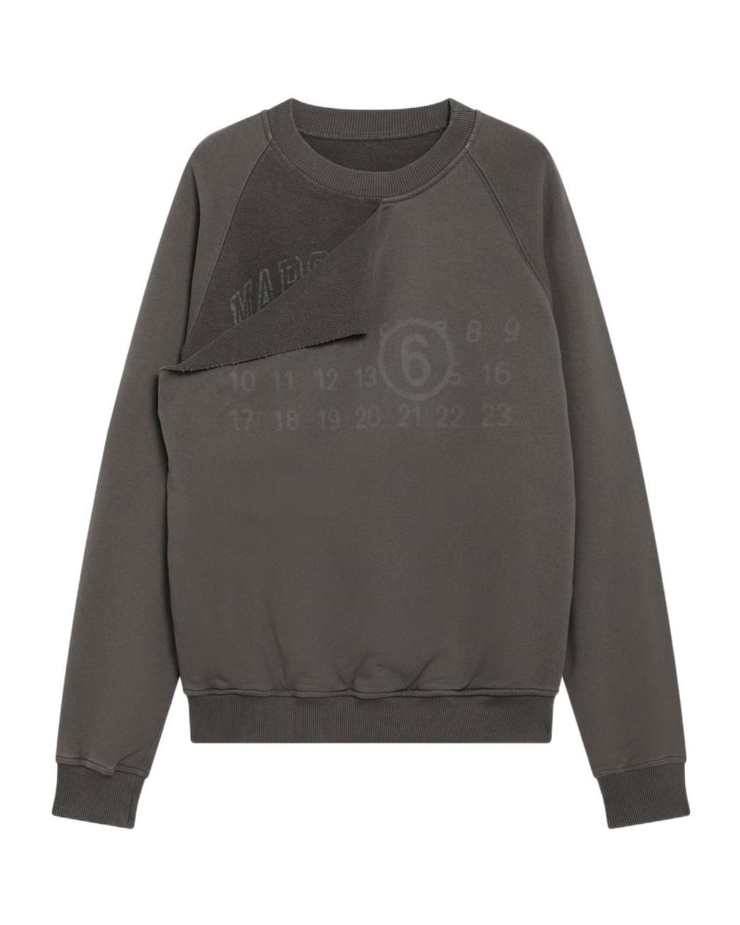 MM6 by Maison Margiela Gray Trompe L'Oeil Numeric-Print Crewneck Sweatshirt