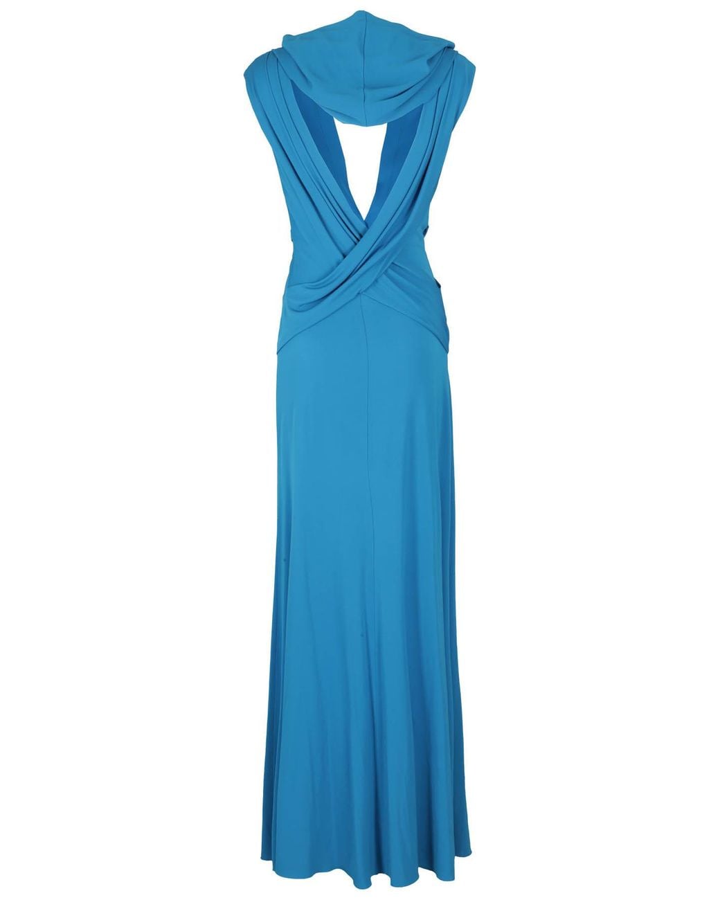 Alberta Ferretti Blue Draped Sleeveless Long Dress