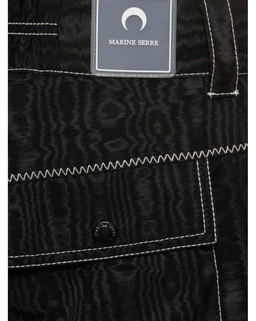 MARINE SERRE Black Cargo Casual Pants for men