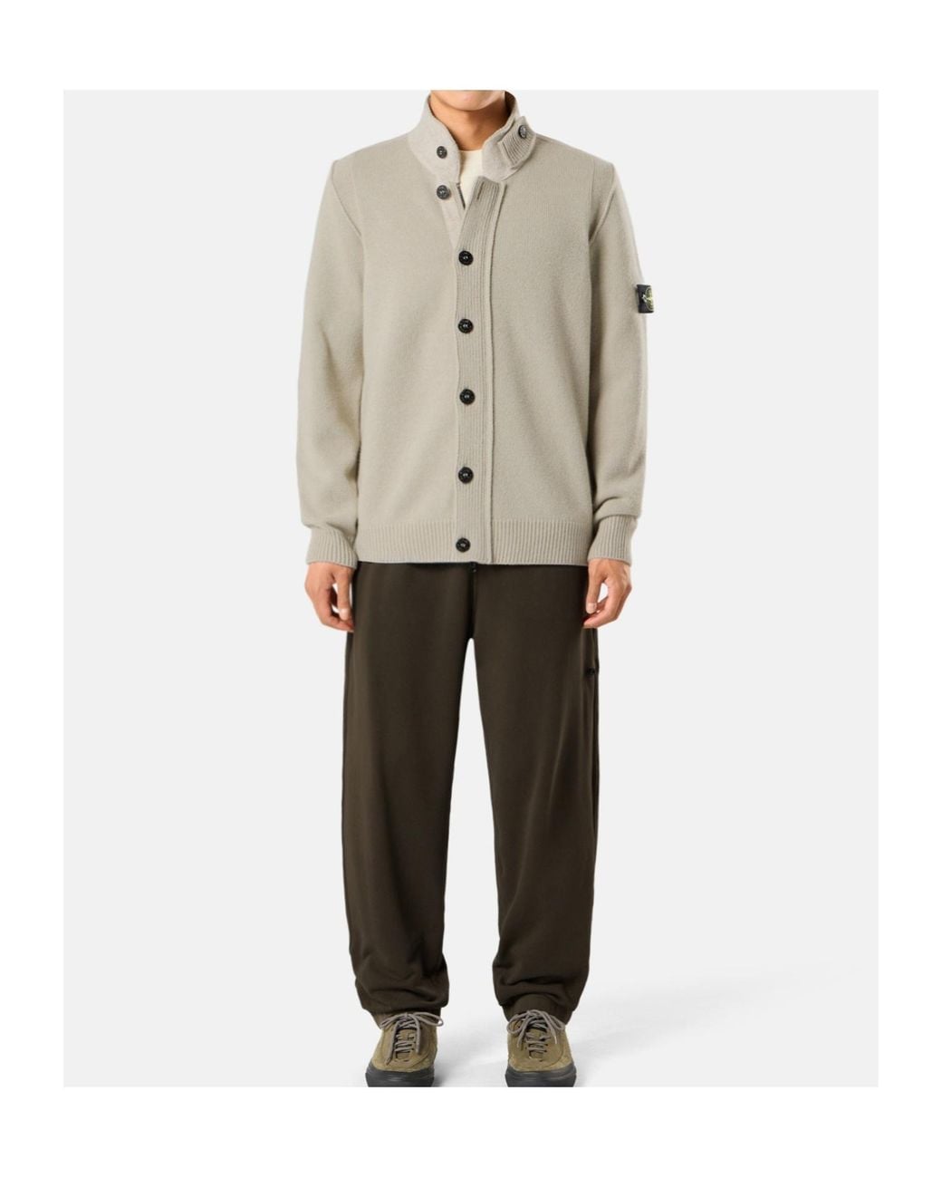 Stone Island Natural Logo Patch Buttoned Cardigan for men