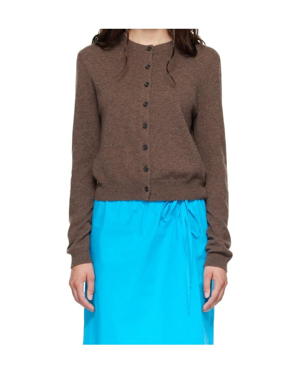 Lisa Yang Brown Karia Button-Fastening Cardigan