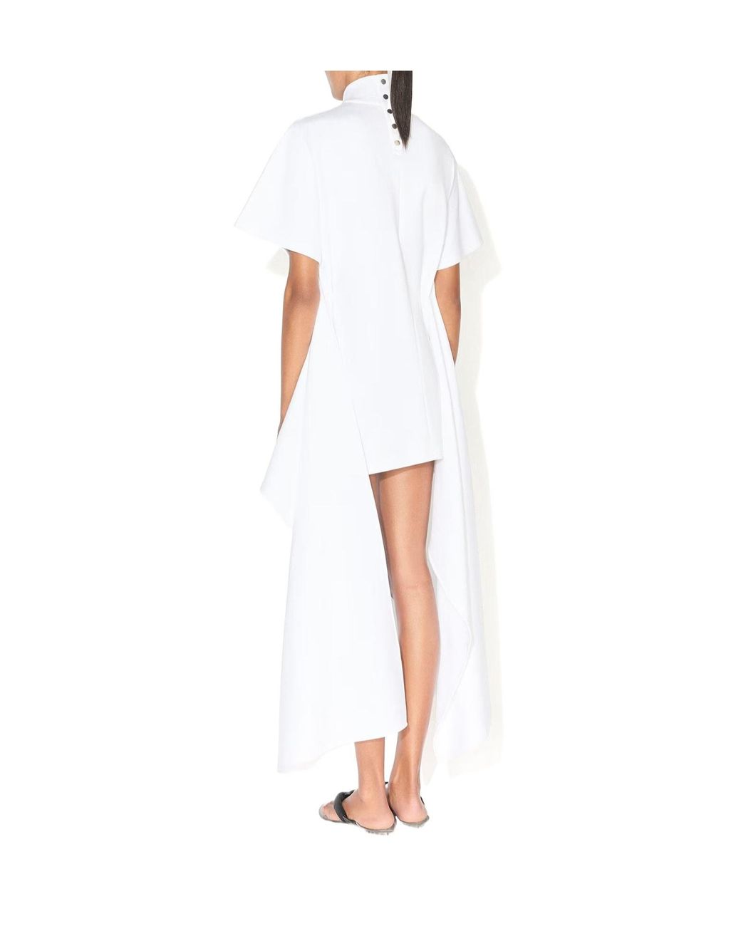 Alaïa White Alaïa Draped-Hem Short-Sleeve Dress
